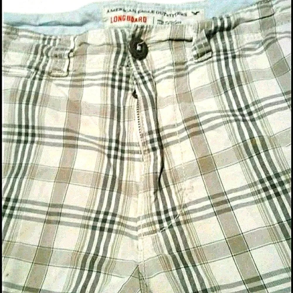 American Eagle Retro Longboard Grandpa Plaid Shorts Waist 33